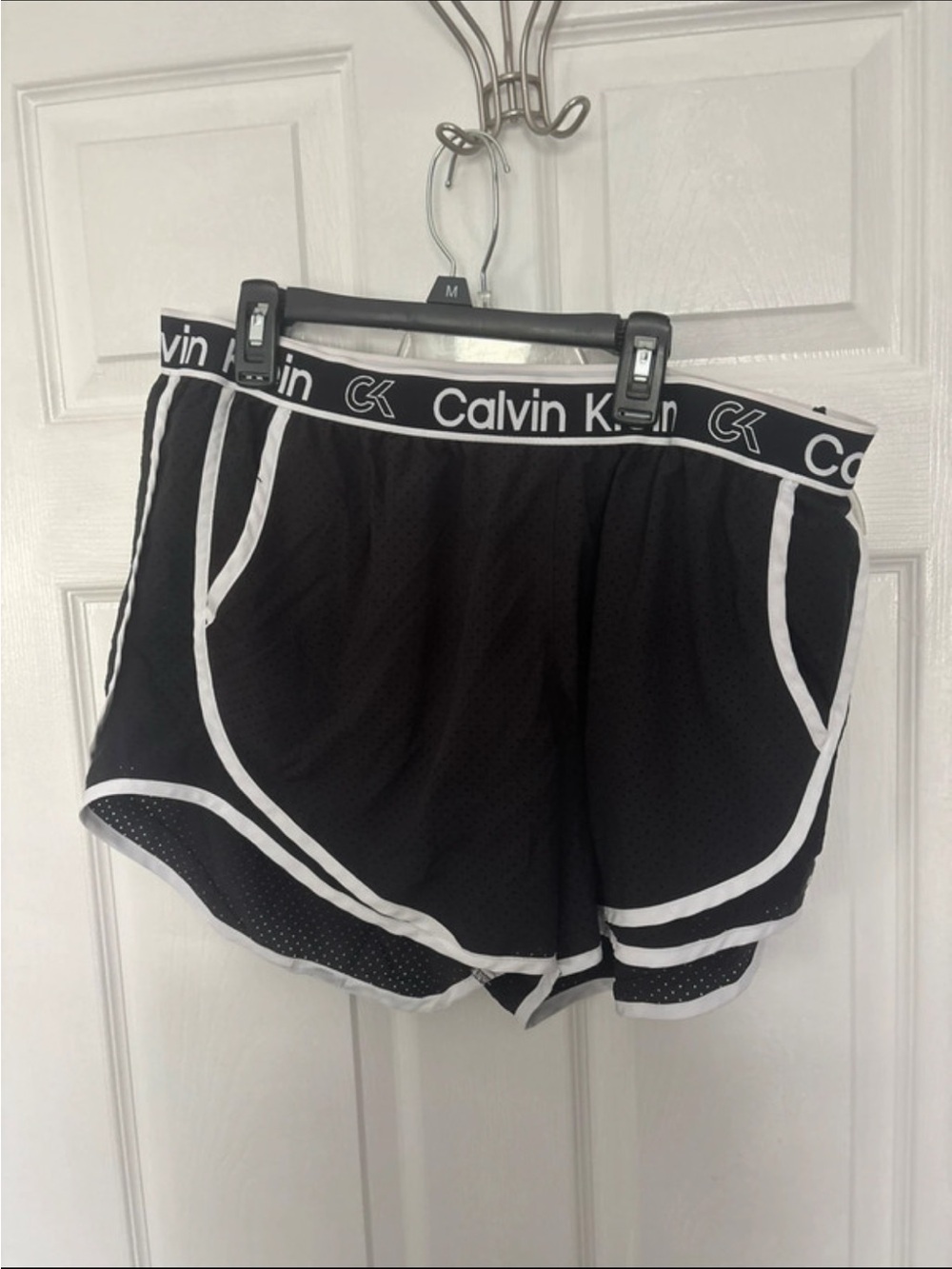 Calvin Klein Girls' Black Active Shorts with White Trim